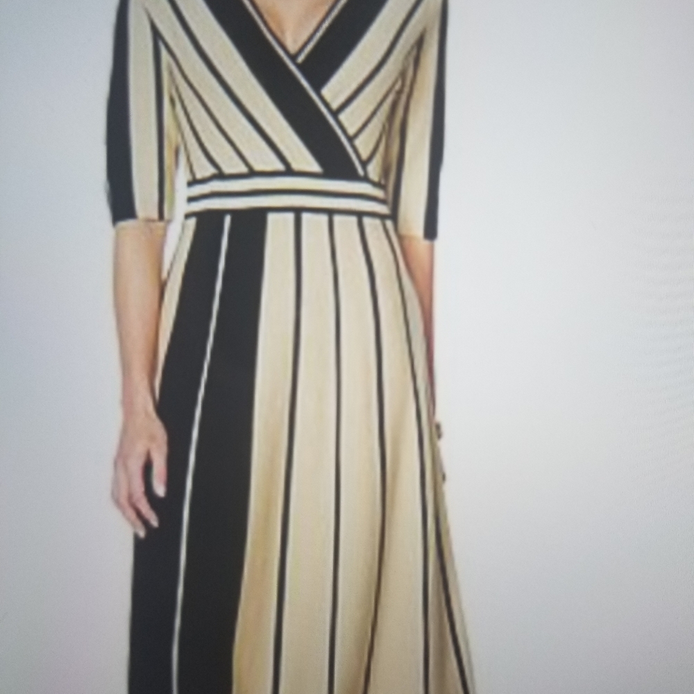 Nina Leonard striped elbow sleeve sweater dress - Picture 4 of 8